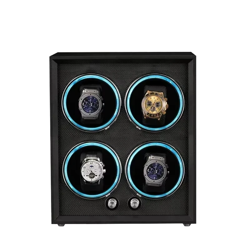 2025 Top-end New Style Matte Black 1 2 4 Slots Watch Winder Wooden Shaker Watch Box Automatic Winder Storage Case Mabuchi Motro