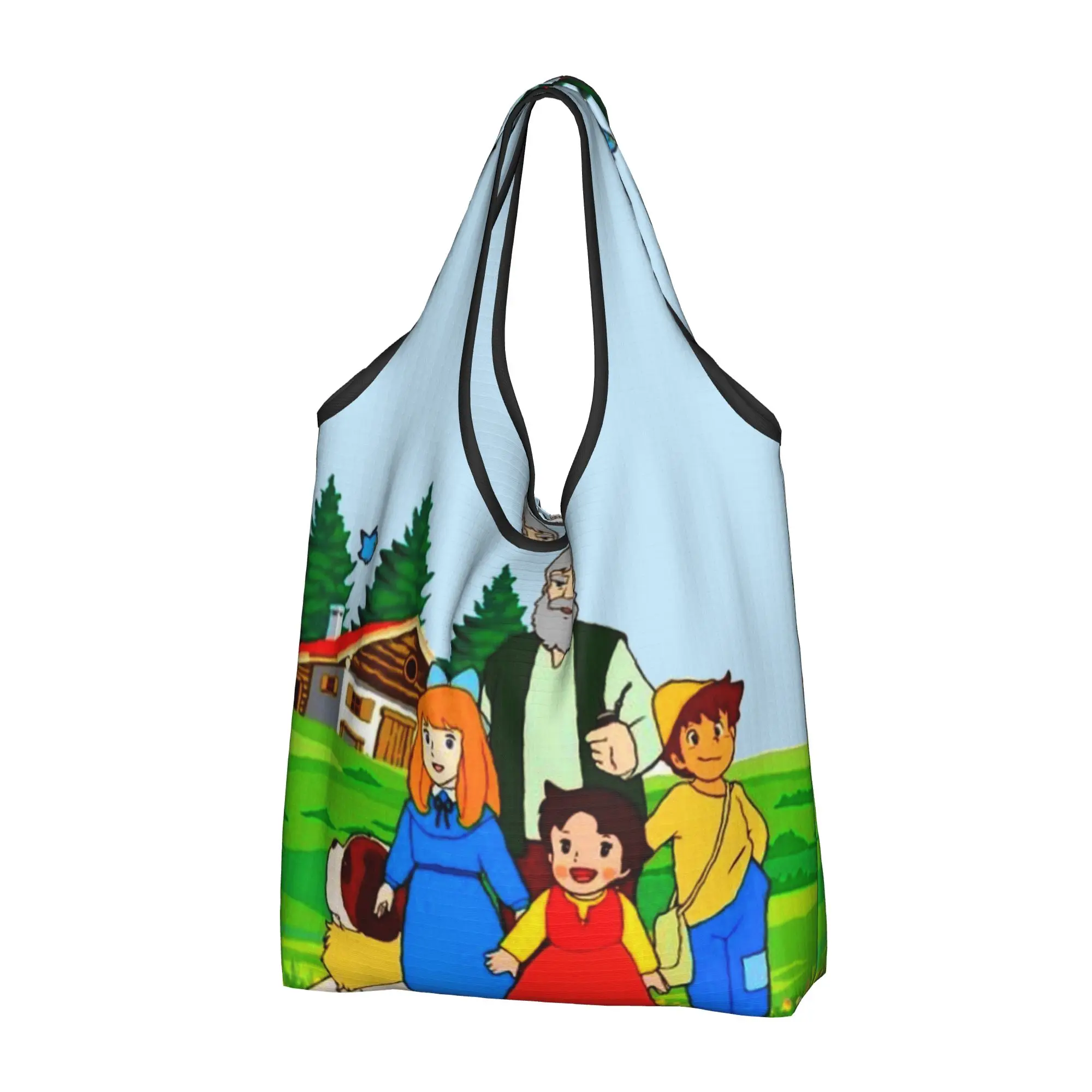 Reusable Heidi And Her Relatives Shopping Bag Women Tote Bag Portable Alps Mountain Grandfather Grocery Shopper Bags