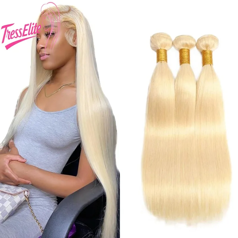 

613 Светлые пучки человеческих волос, прямые медовые блондинки, необработанные бразильские волосы Virgin Remy, волосы с двойным утком, 100 г/шт.