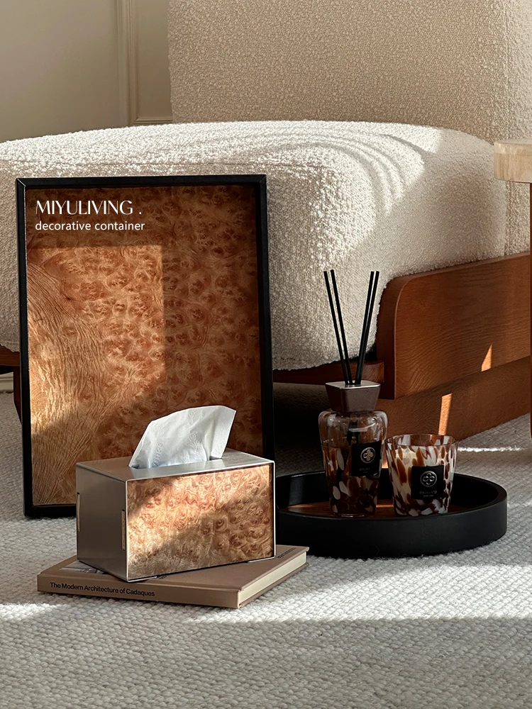 

Деревянный ящик из нержавеющей стали с кожаным подносом для эфирных масел, настольный декор, органайзер для хранения, украшение для дома