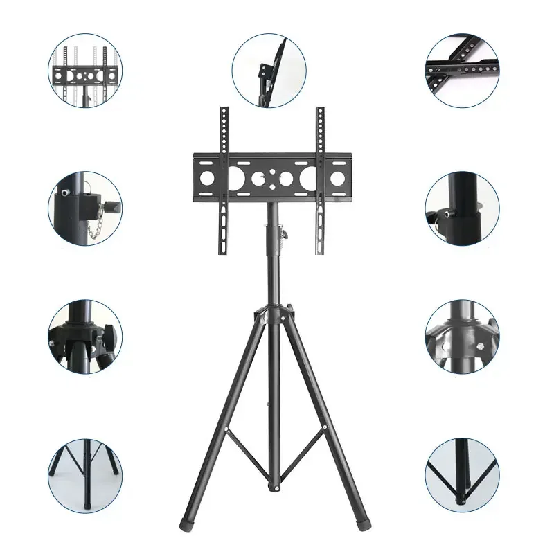 High Quality Black Tripod Factory Manufacturer TV Floor Stand view 4
