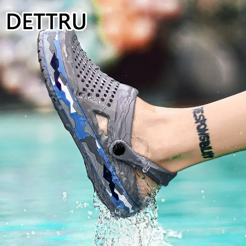 DETTRU-Tamancos masculinos unissex, sapatos casuais, sandálias leves EVA, sapatos coloridos para praia de verão