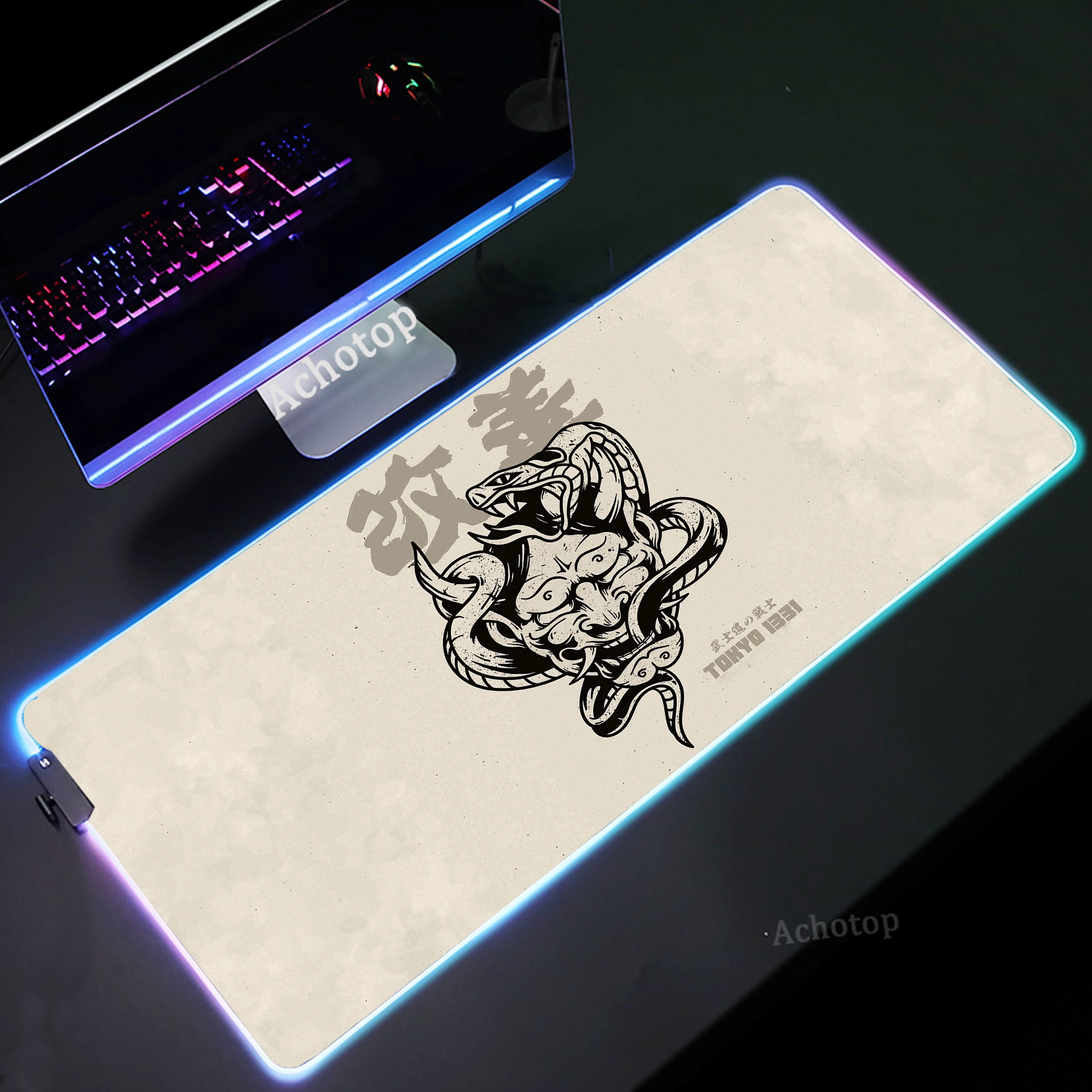 Large RGB Mousepad XXL 900x400 Oni LED Luminous Mousemat Computer Keyboard Deskmat Gamer Game Mouse Pad Desk Extended Mouse Mats