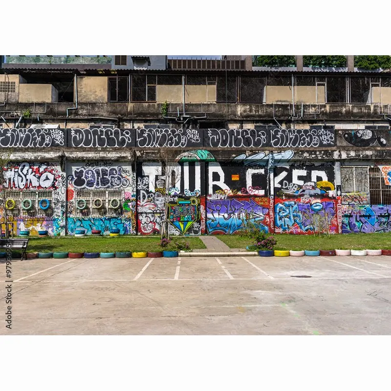 Fondo de fotografía de vinilo personalizado con tema de grafiti, accesorios de estudio Vintage, pared de ladrillo, 211218OCK-03