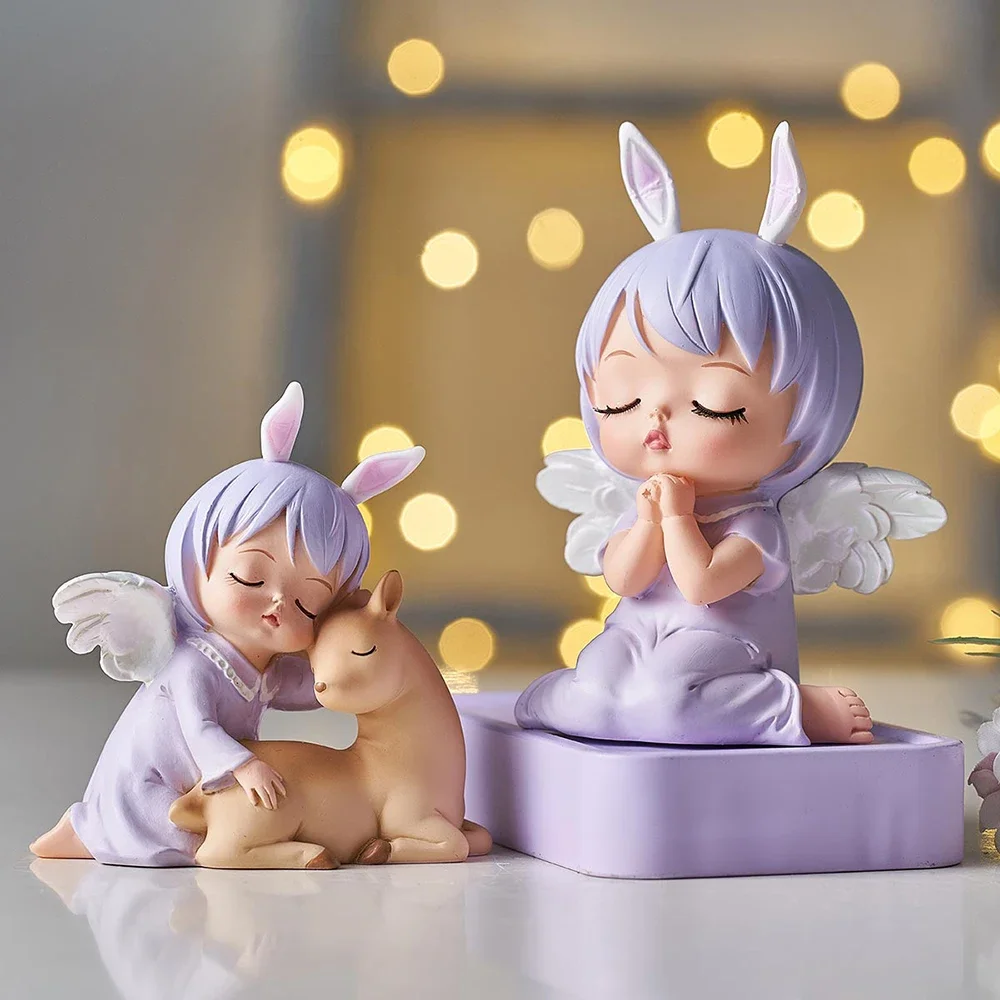 Kawaii Babykamer Decor Beeldjes Interieur Engel Beeldje Kinderkamer Accessoires Meisje Fairy Tuin Decoratieve Figuur Decoratie