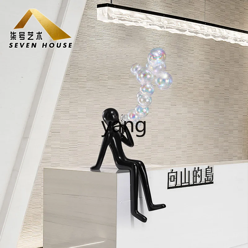 CX Modern Abstract Floor Figure Bubble Blowing Sculpture Cartoon Sales Department Hall Shopping Mall Decoration