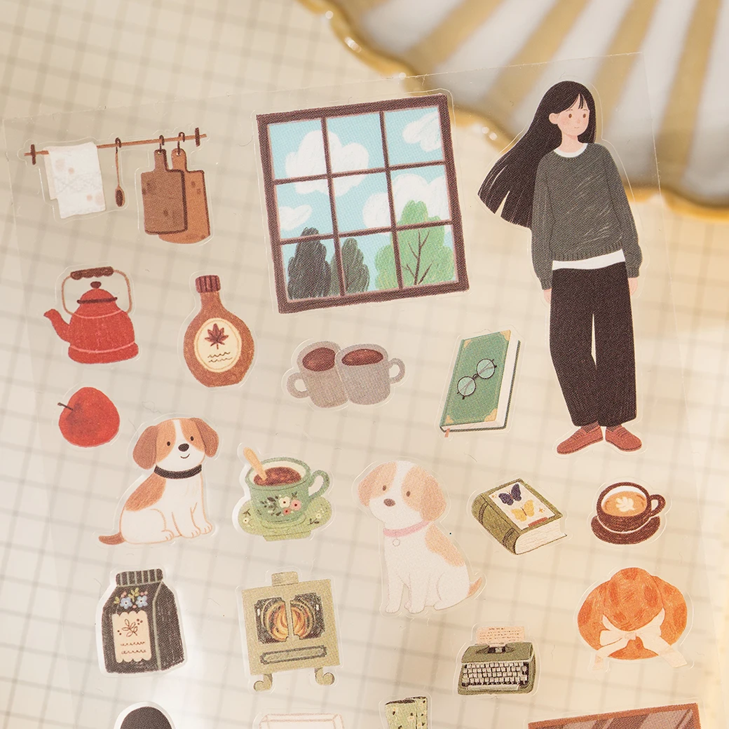 2sheets Creative Character Life Small Pattern PET Stickers DIY Diary Phone Case Scrapbook Aesthetics Stationery Stickers