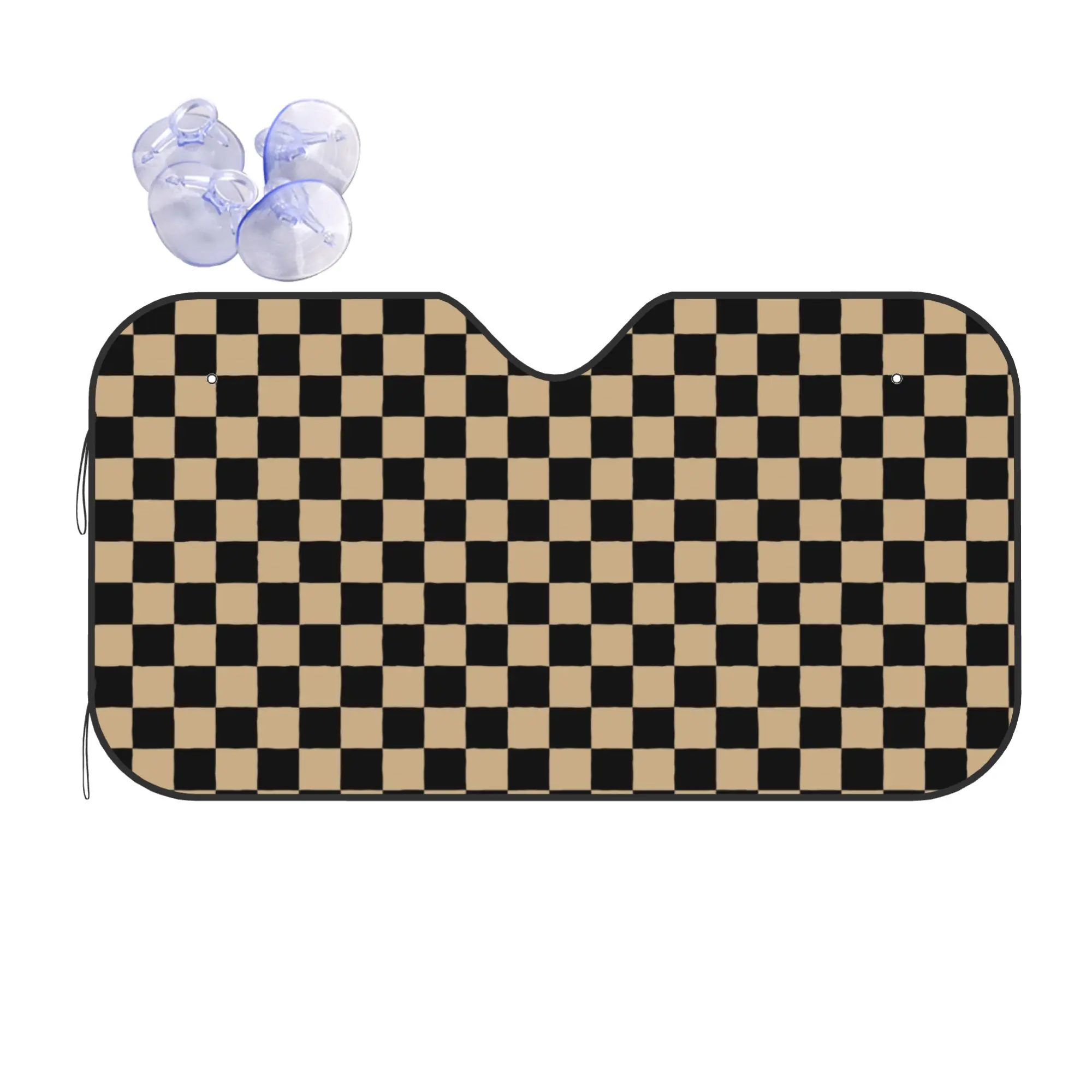 Car Front Windshield Sun Visor Heat Insulation Cover Checkerboard Plaid UV Protection Car Sun Shade  Covers Car Solar Protection