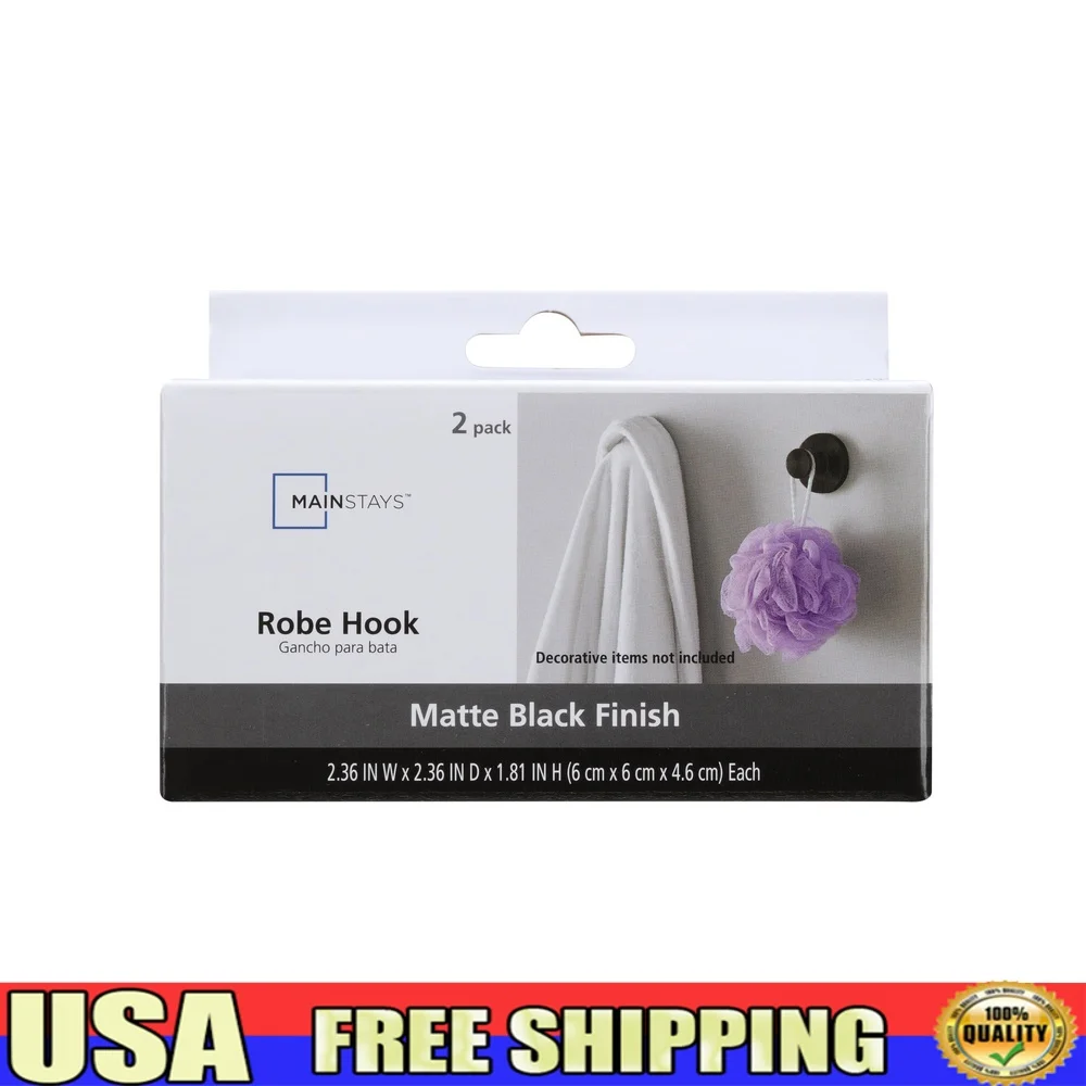 

Комплект из 2 шт., современный круглый крючок для халата, матовый черный аксессуар для ванной комнаты и кухни, простая установка, прочный скрытый монтаж с винтами