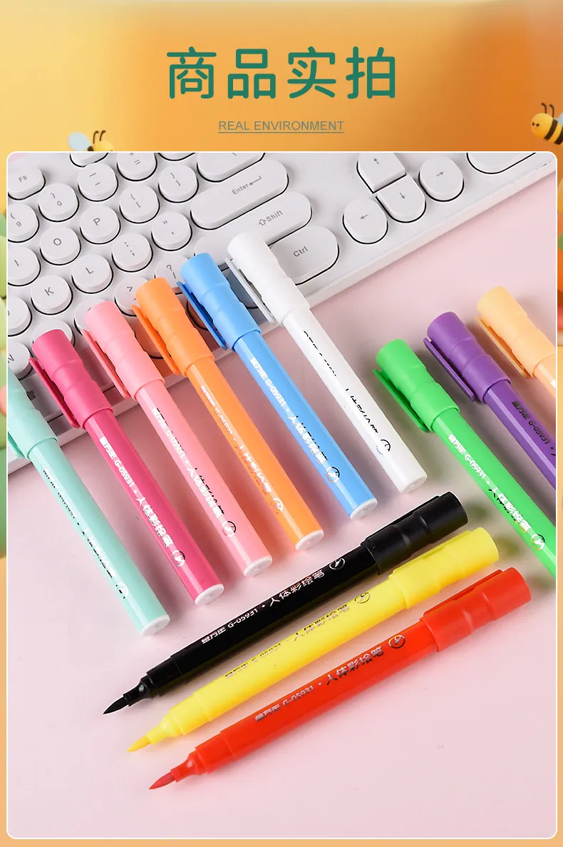 8 Stück abwaschbare Körpermarker für Haut- und Gesichtsbemalung, ungiftige, wasserbasierte Tattoo-Zeichenstifte für Kinder, Party, Cosplay, Make-up-Kunst – Detail 9