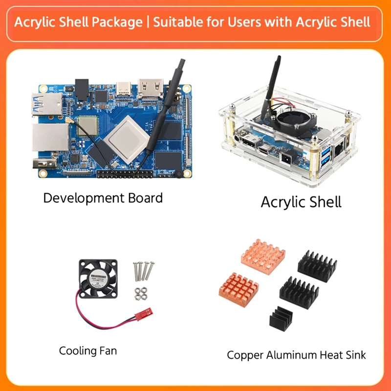 

RISE-For Qrange Pi 4 LTS Rockchip RK3399 4GB LPDDR4+Shell+Heat Sink +Cooling Fan Linux Programming Learning Development Board