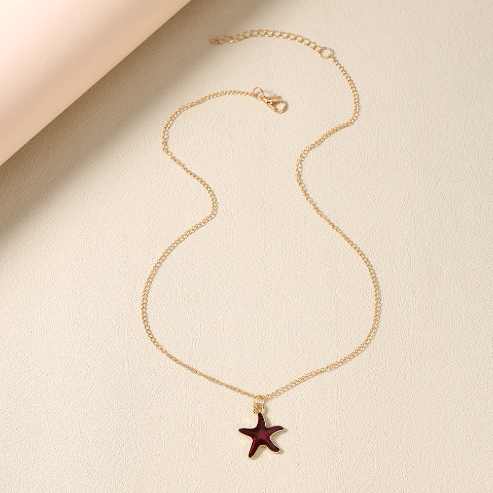 Aihua Niedliche Seestern-Anhänger-Halskette für Frauen und Mädchen, bunte Sommer-Strandmode, Seestern-Halskette, Ohrringe, Schmuck, Geschenke – Detail 8