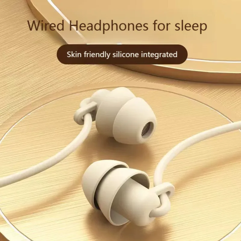 

3.5mm/Type C In-Ear Wired Headphones Soft Dual Silicone Painless Sleep Line Control Passive Noise Cancellation Earbuds with Mic