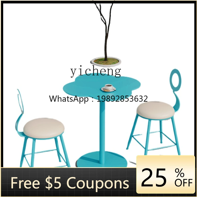 

ZZ ZK Outdoor Courtyard Balcony Occasional Table and Chair Outdoor Desk-Chair Three-Piece Set Aesthetic Room Decor