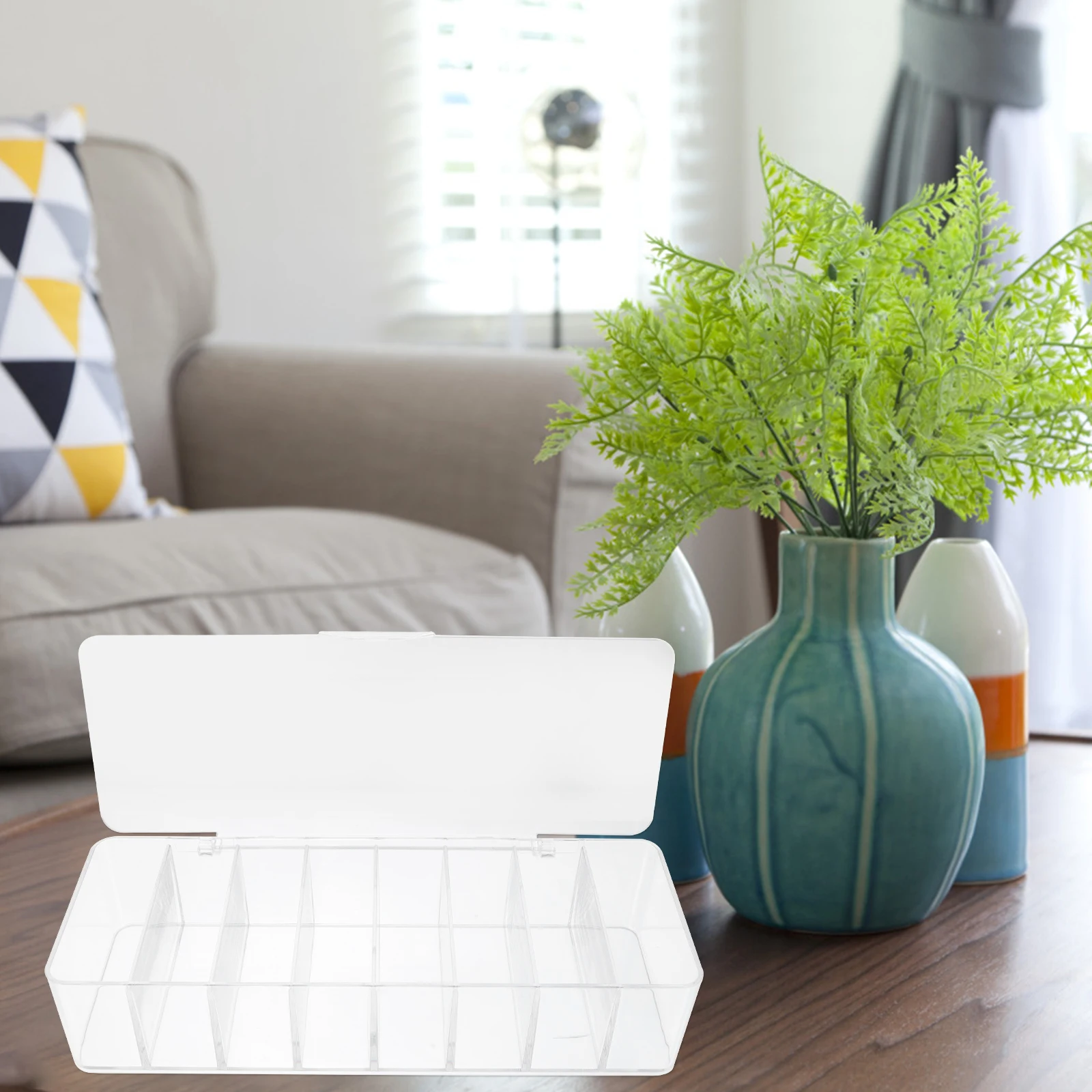 صندوق إدارة الكابلات البلاستيكي الشفاف منظم سلك سطح المكتب مع مقصورات منفصلة حامل سلك مقاوم للغبار للمكتب