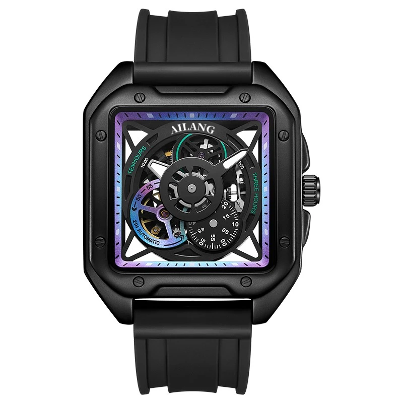 

2022 New AILANG Men's Skeleton Automatic Mechanical Men's Watch Fashion Luminous Waterproof Watch Square Big Dial Clock