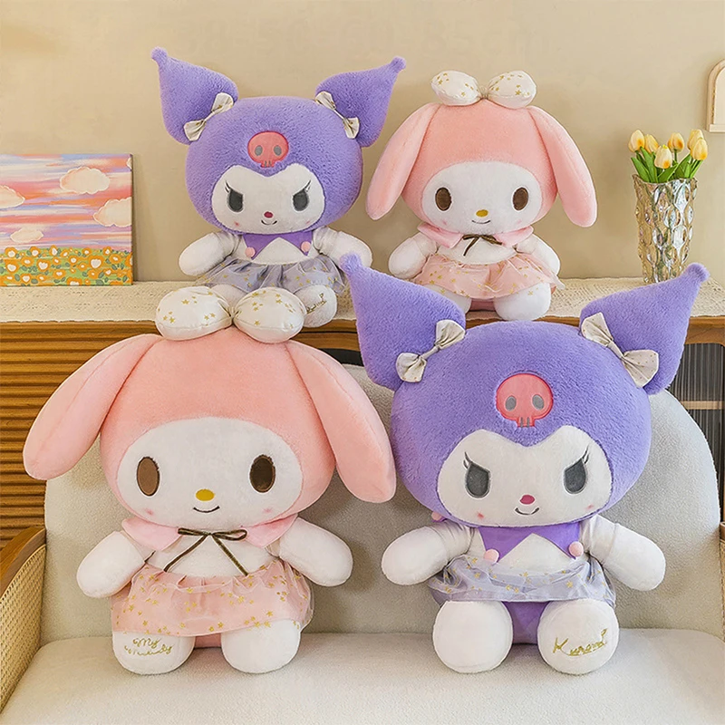 

New White Gold Series Kuromi Plush Toy My Melody Sleeping Pillow Cute Stuffed Animal for Kids Birthday Christmas Gift for Girls