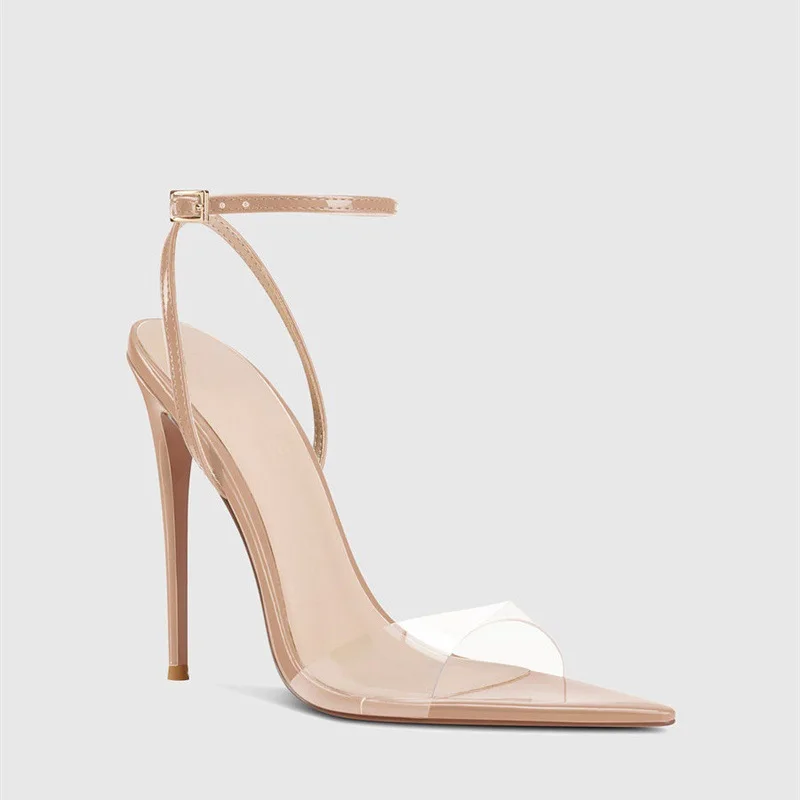 

Модные женские босоножки с острым носком из ПВХ на высоком тонком каблуке с ремешком на пряжке, летние, на очень высоком каблуке, для показов мод, вечеринок, клубов, унисекс обувь