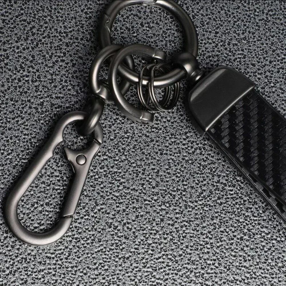 Car Carbon Fiber Style Keychain Carbon Fiber Leather Key Chain For Fiat 500 500C 500X 500L Abarth 695 AUTO Accessories