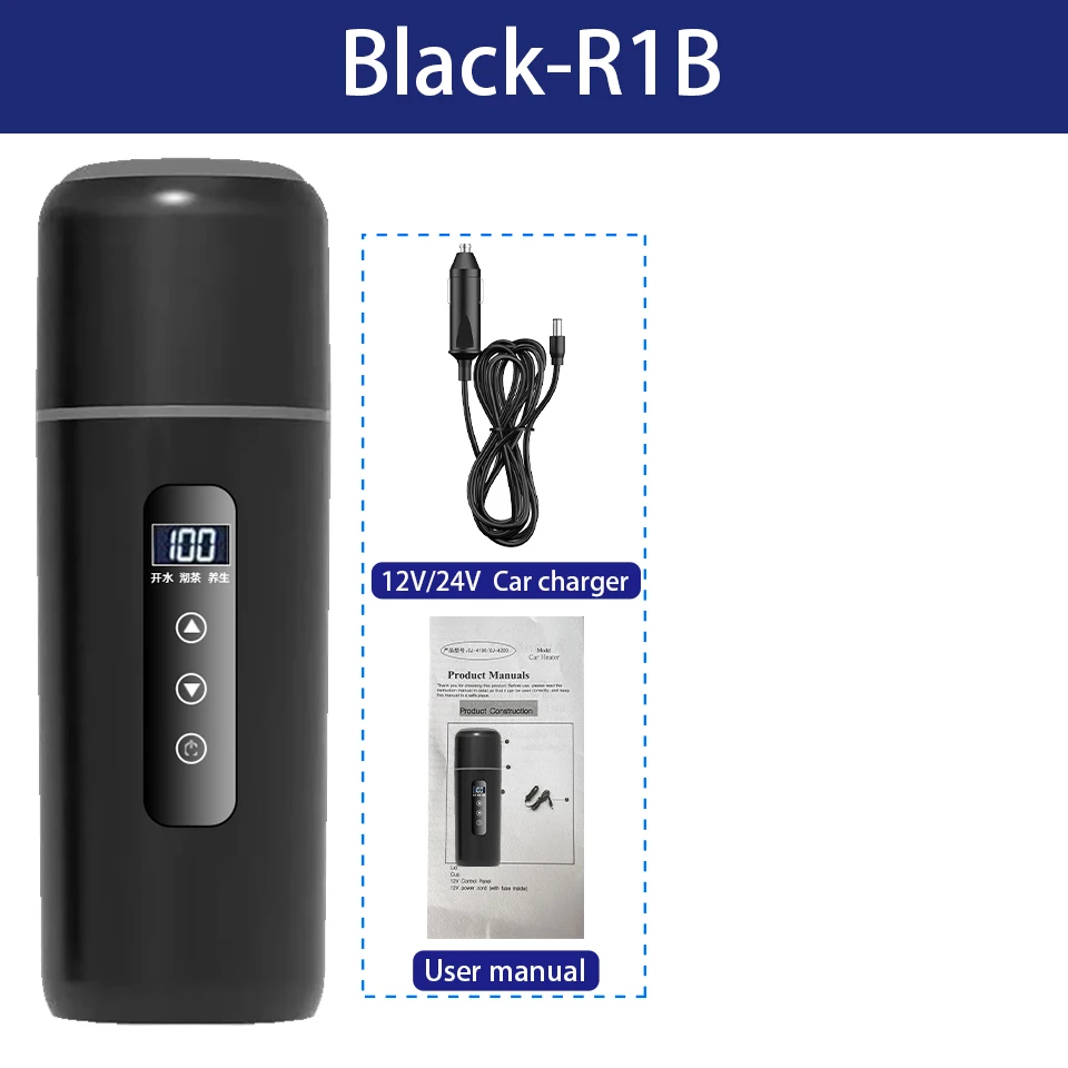 Waterkoker 12V24V Draagbare Auto Verwarming Cup 500ml Reizen Verwarming Touchscreen Intelligente Verstelbare Temperatuur Thermische Cup