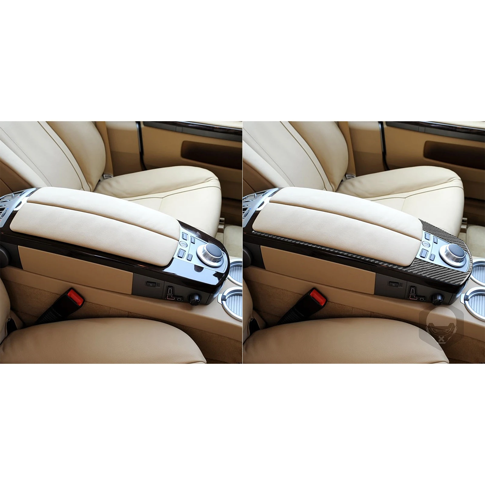 Real Carbon Fiber For BMW 7 Series 02-08 Center Console Multimedia Knob Panel 2PCS Vehicle Shell Housing Refit Exterior Sticker