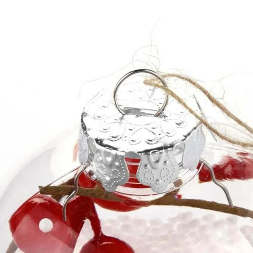 Transparent Ball Set of 12 Clear Plastic Baubles Balls with Silver Cord Iridescent Glass Baubles Balls Christmas Tree Ornament