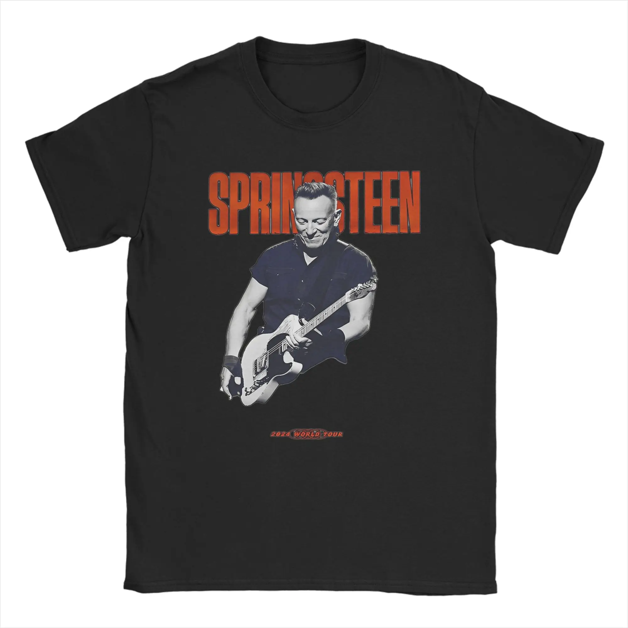 Retro Rock Music Tour Bruces Springsteens Tshirts Men's O-neck Short Sleeve Clothes Cotton Summer Tops
