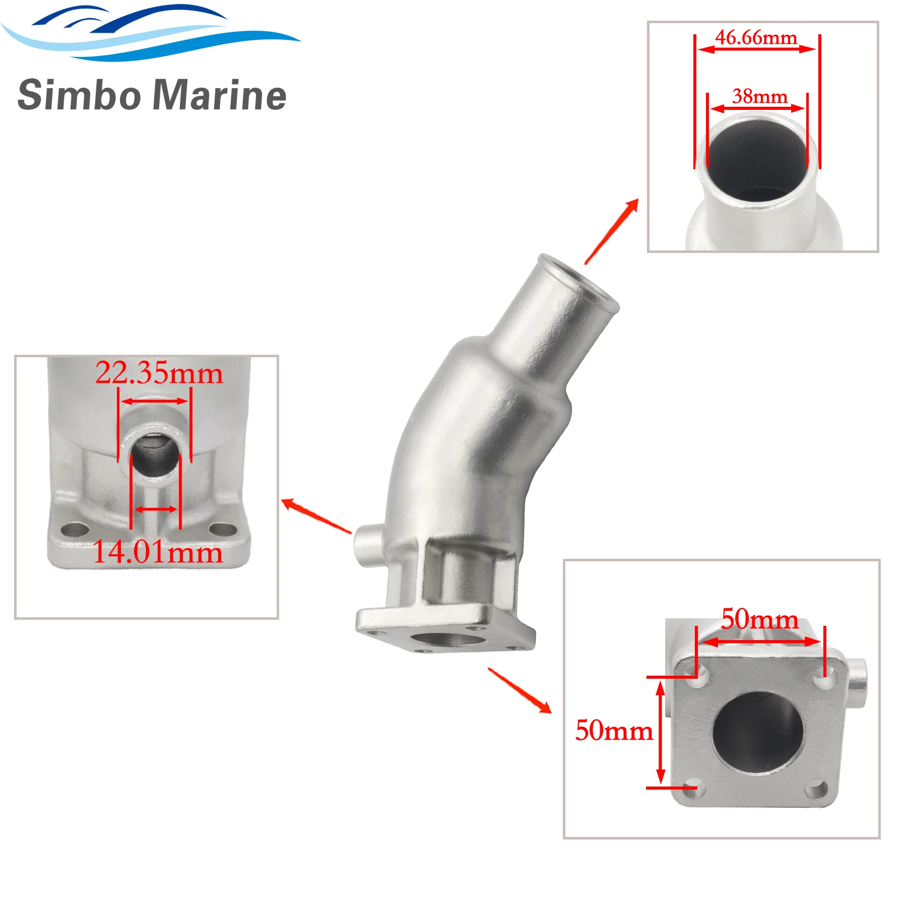 21190094 Boat Engine Exhaust Riser Mixing Elbow Fits for Volvo Penta D1 D2 MD2010 MD2020 MD2030 MD2040 Replaces 861906