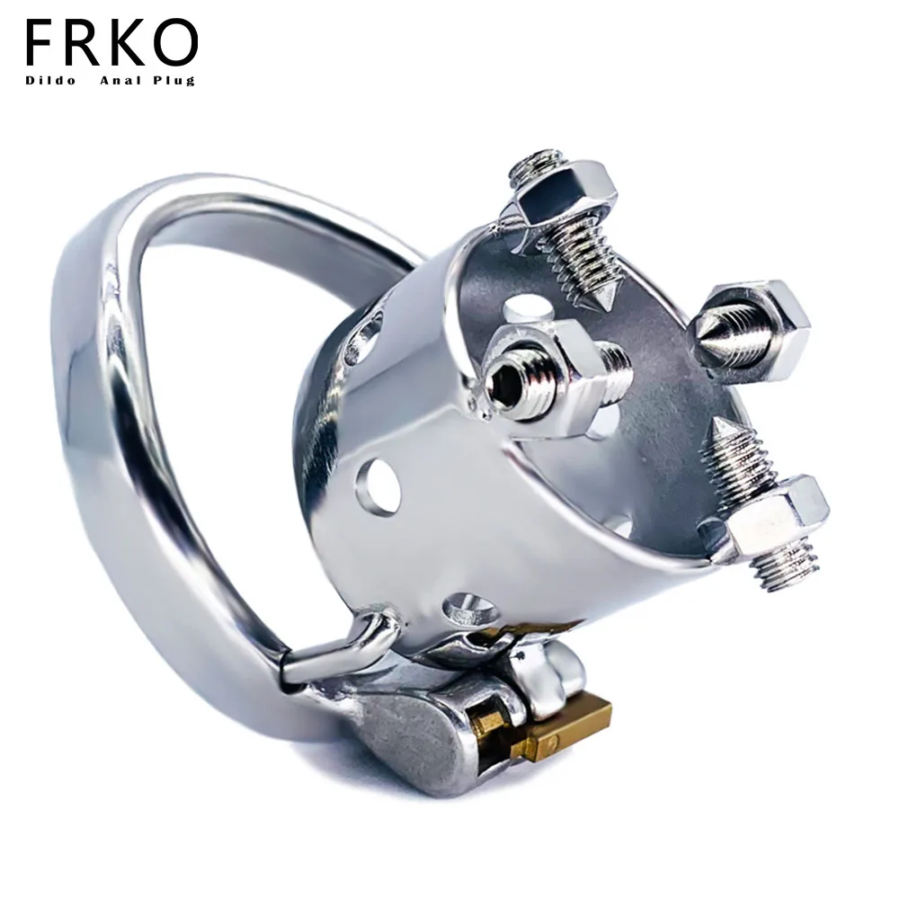 FRKO Metal Willow Nail Male Chastity Cage Open-ended Lock Cock Penis Ring Adult Games Fetish BDSM Men Sadism Sex Toys For Couple