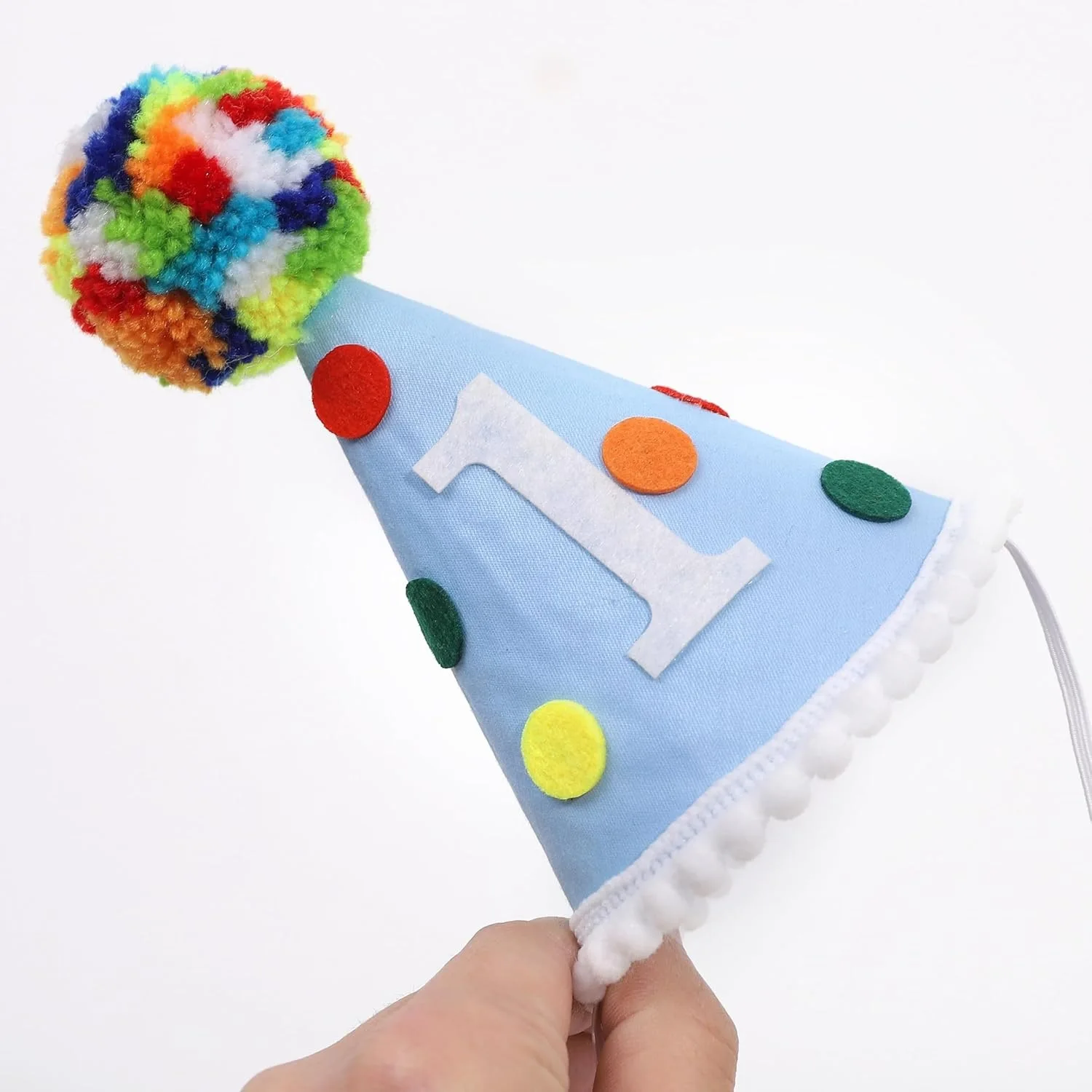Rainbow Polka Dot High Chair Banner & Hat , One First Birthday Decorations,1st Birthday Hat,Colorful Party Decor Photo Props view 5