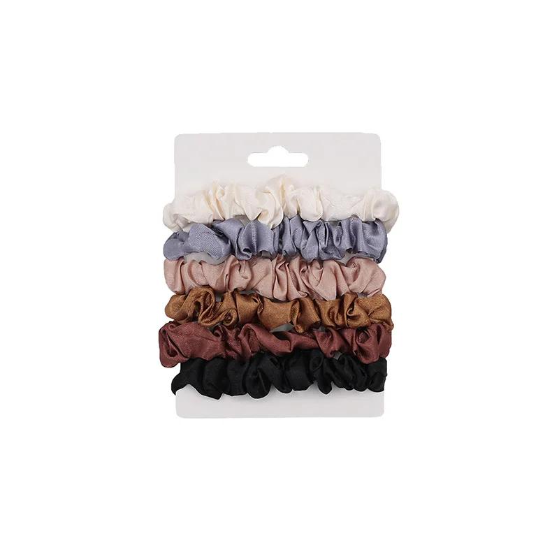 6 Pcs/Set Woman Fashion Scrunchies Silk Hair Ties Girls Ponytail Holders Rubber Band Elastic Hairband Hair Accessories