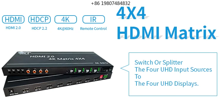 

Video Wall Processor Professional Audio Video & Lighting Matrix Switcher 4K 2x1 2x2 4x4 PDIF HDMI