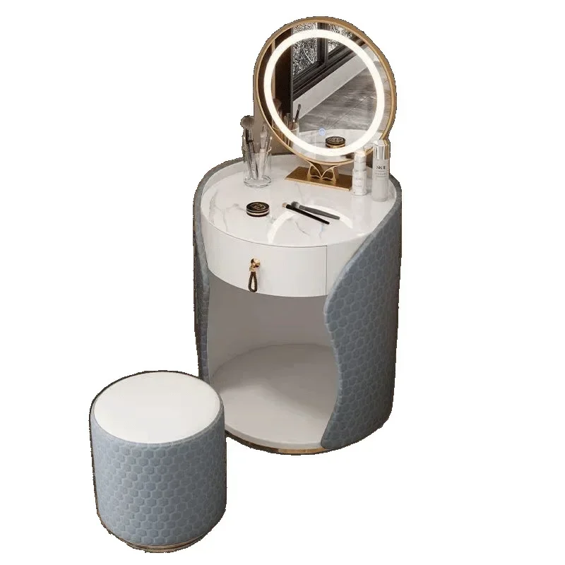 

Round mini light luxury makeup small apartment modern princess simple bedroom small Internet celebrity Nordic dresser