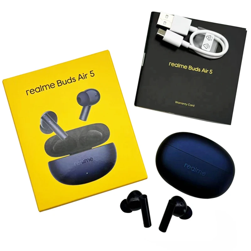 النسخة العالمية Realme Buds Air 5 TWS سماعة 50dB نشط إلغاء الضوضاء صحيح لاسلكي IPX5 مقاوم للماء سماعة بلوتوث 5.3