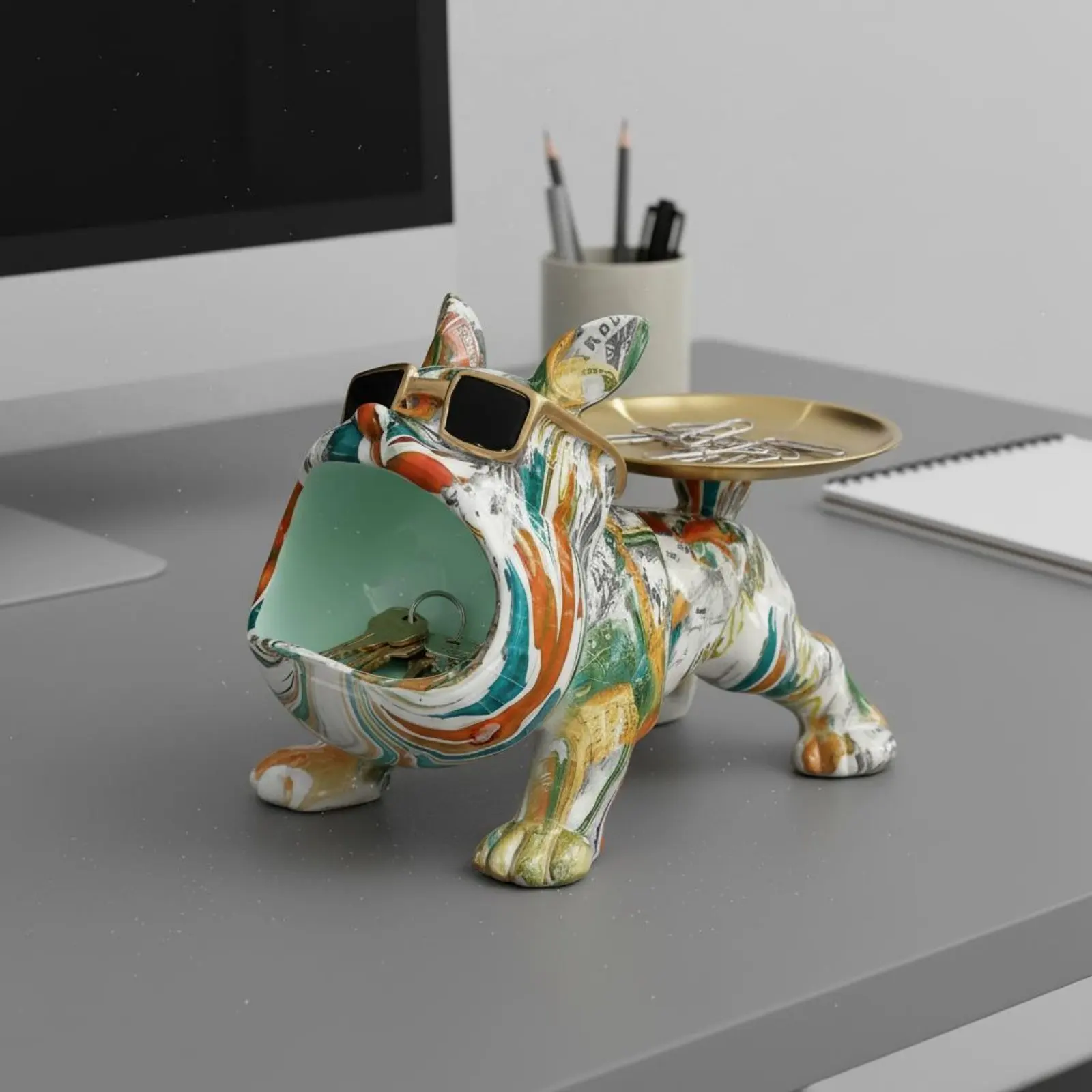 

French Canine Butler Tray Stylish Highlight Piece French Canine Statue Tray Dog Statue Key Holder Creative Design Modern Decor