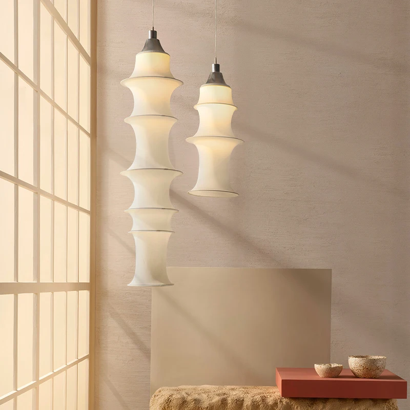 Japanese Restaurant Silk Pendant Light Minimalist Fabric Lampshade Pendant Lamp Dining Room Designer Homestay Lantern