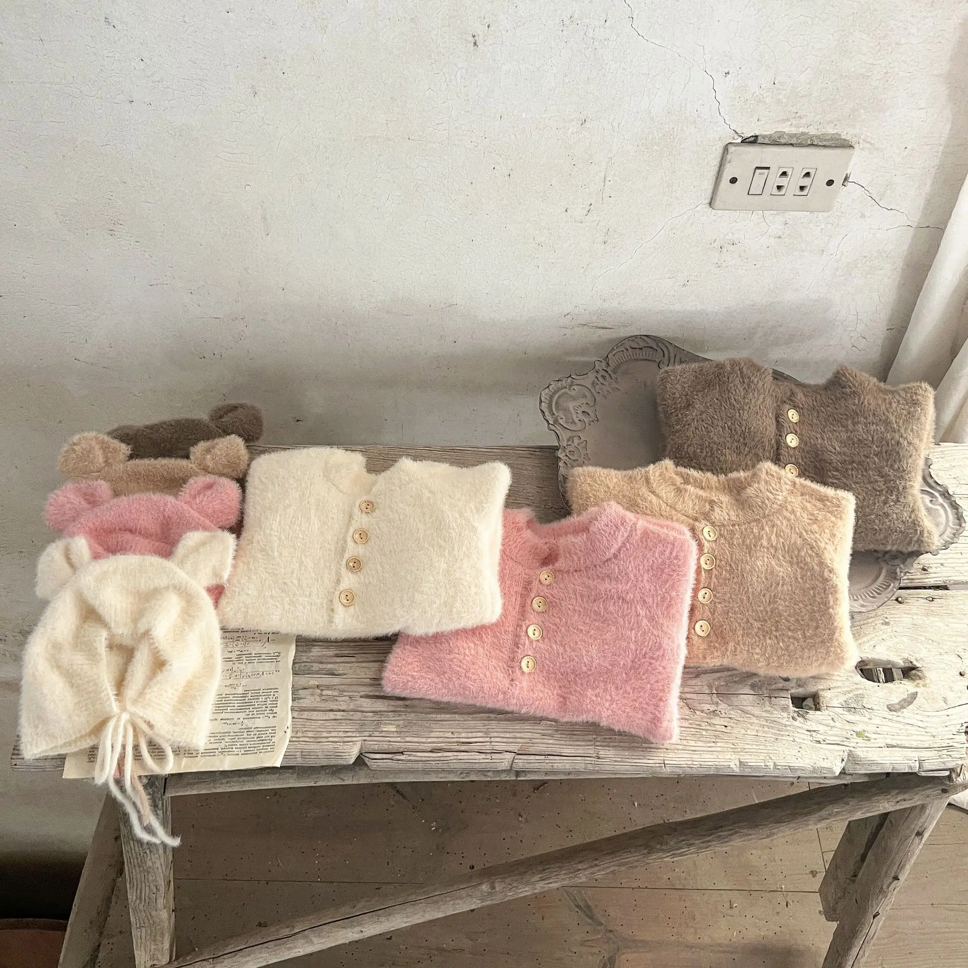 رومبير فيروسال إنستغرام بيبي بير للفتيات ملابس شتوية قطيفة مع أقدام مريحة من الصوف لحديثي الولادة لالتقاط الصور في عيد الميلاد #6