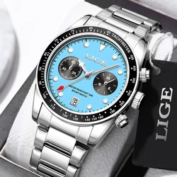 LIGE Top Brand Luxury Men's Quartz Watches Original Watch for Men Waterproof Luminous Date Stainless Steel Wristwatch Male Clock