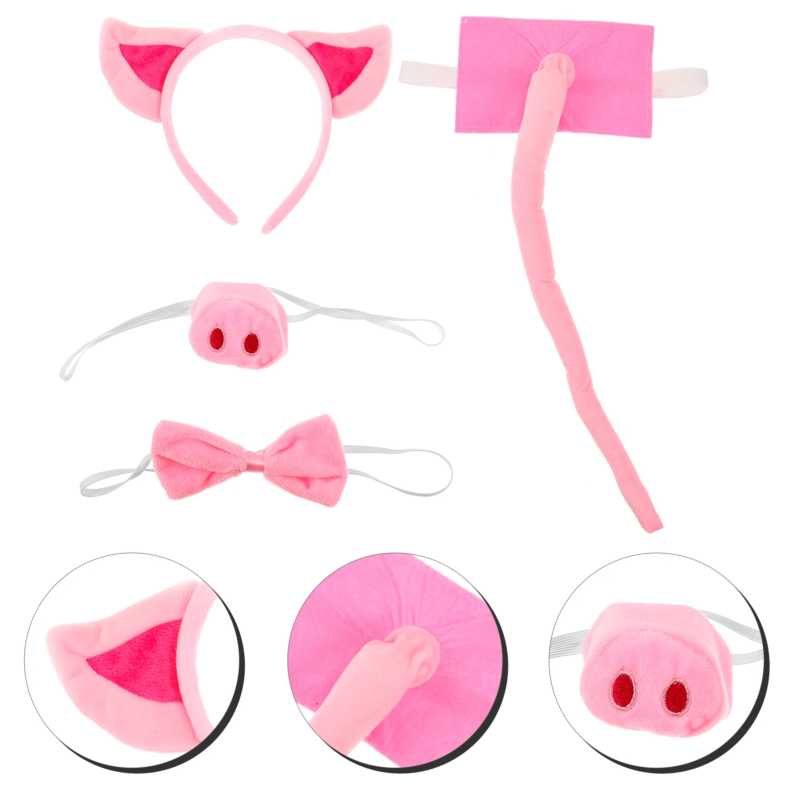 

1 Set Pig Cosplay Costume Set Pig Ears Headband Tail Bowtie Kit Animal Party Halloween Photo Props Cosplay Accessories