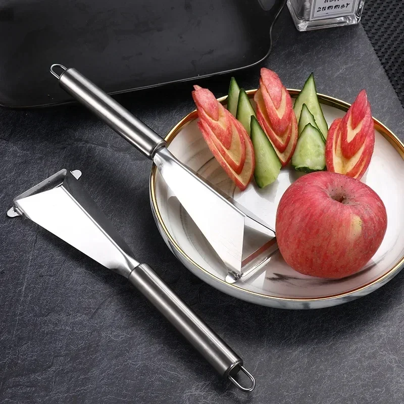 

Stainless Steel Anti Slip Fruit Carving Knife Platter Decoration Vegetable Cutting Slicer Triangular Kitchen Food Carve Tool