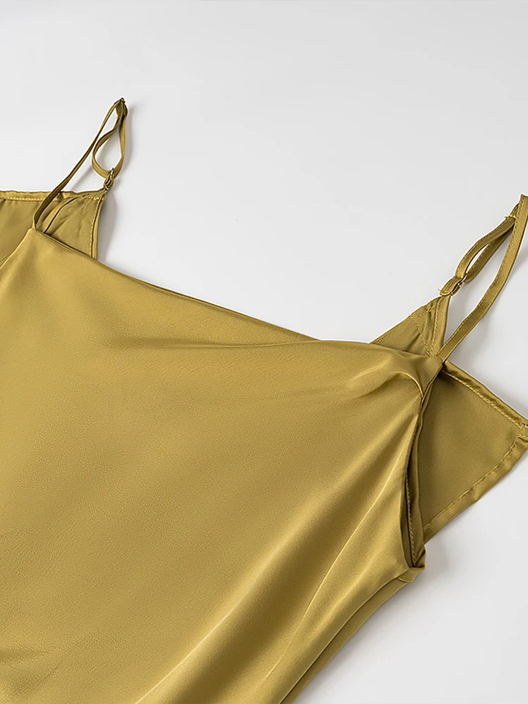 Estilo europeu nova moda feminina versátil temperamento simples cor sólida em camadas decorativa estilingue vestido de fenda