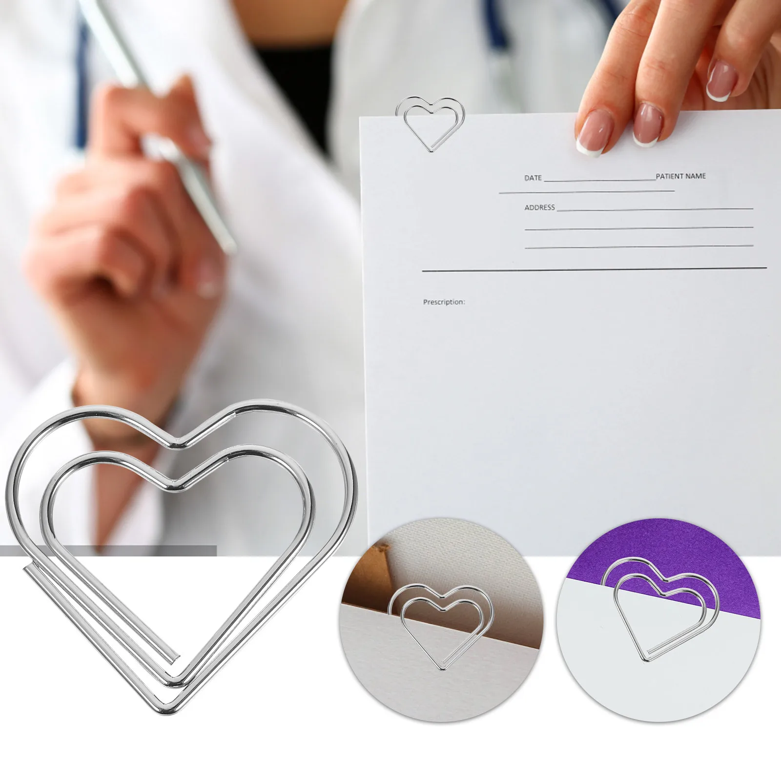 100 Uds Clips para tarjetas de amor Clips de papel de modelado de corazón de Metal lindos Clips para documentos de oficina para estudio escuela organización del hogar