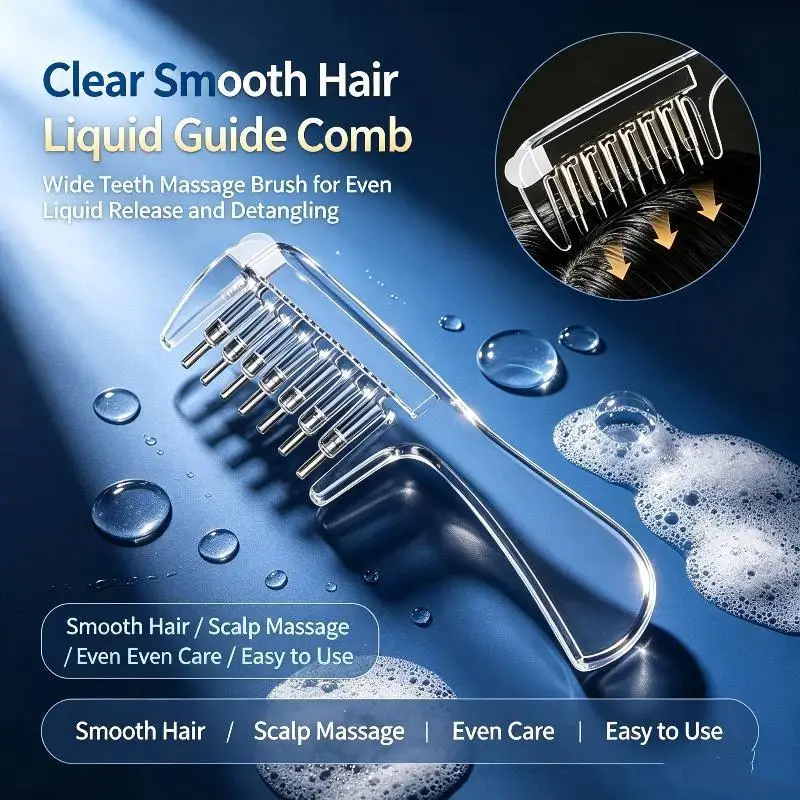 Scalp Liquid Serum Applicator Comb Clear Adjustable Rolling Massage Teeth Non-toxic for Men Women Hair Growth Treatment