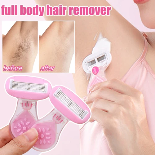 Imagen 2 del producto Cuchillas de afeitar seguras portátiles para mujer, utensilio de afeitar cómodo, cabezal de repuesto, cuchillas de depilación femenina, mango de cuchillo de afeitar