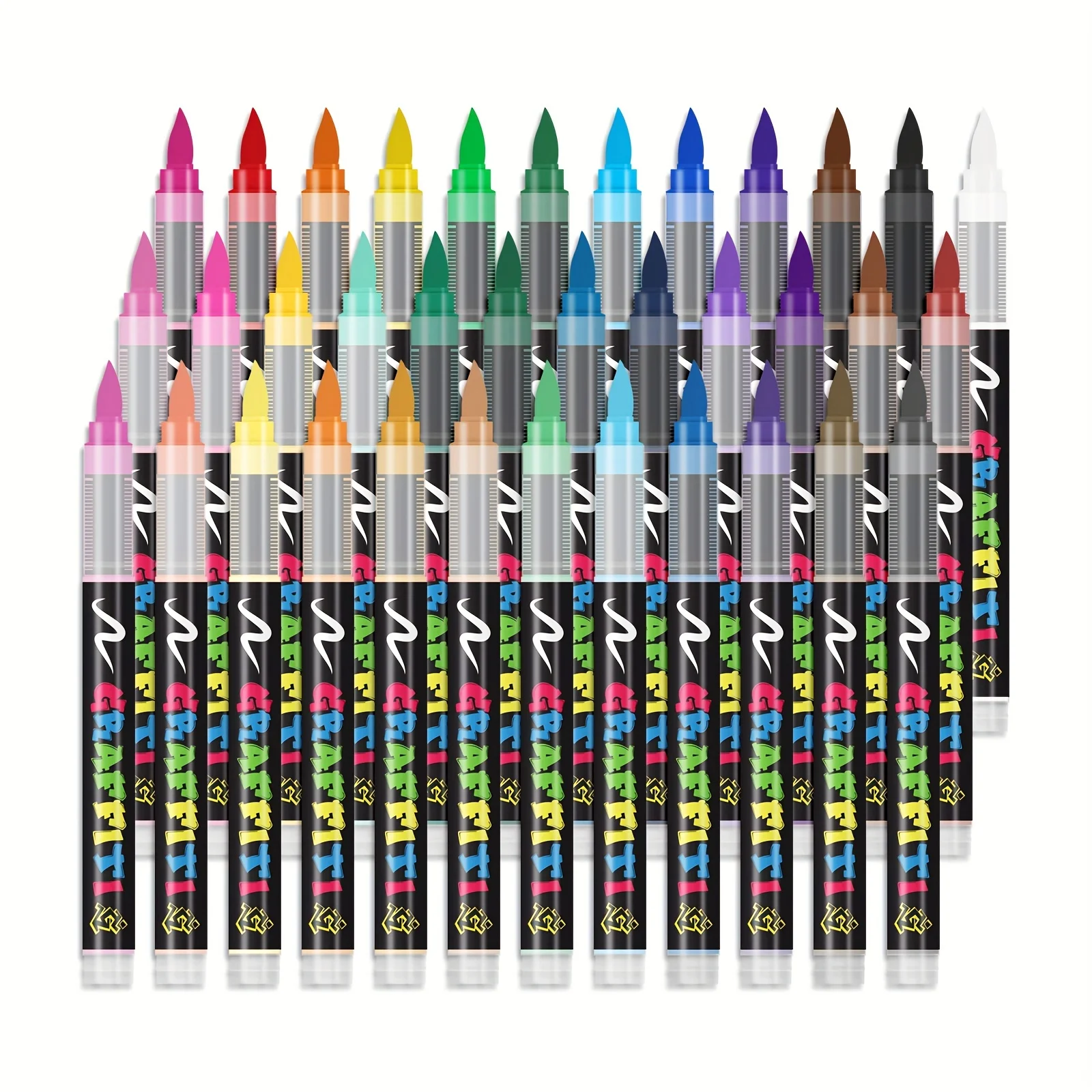 Flysea 12/24Colors Straight Liquid Acrylic Paint Pens Set,  Soft Tip for Graffiti, Free Press Painting,Ideal for Artists & DIY