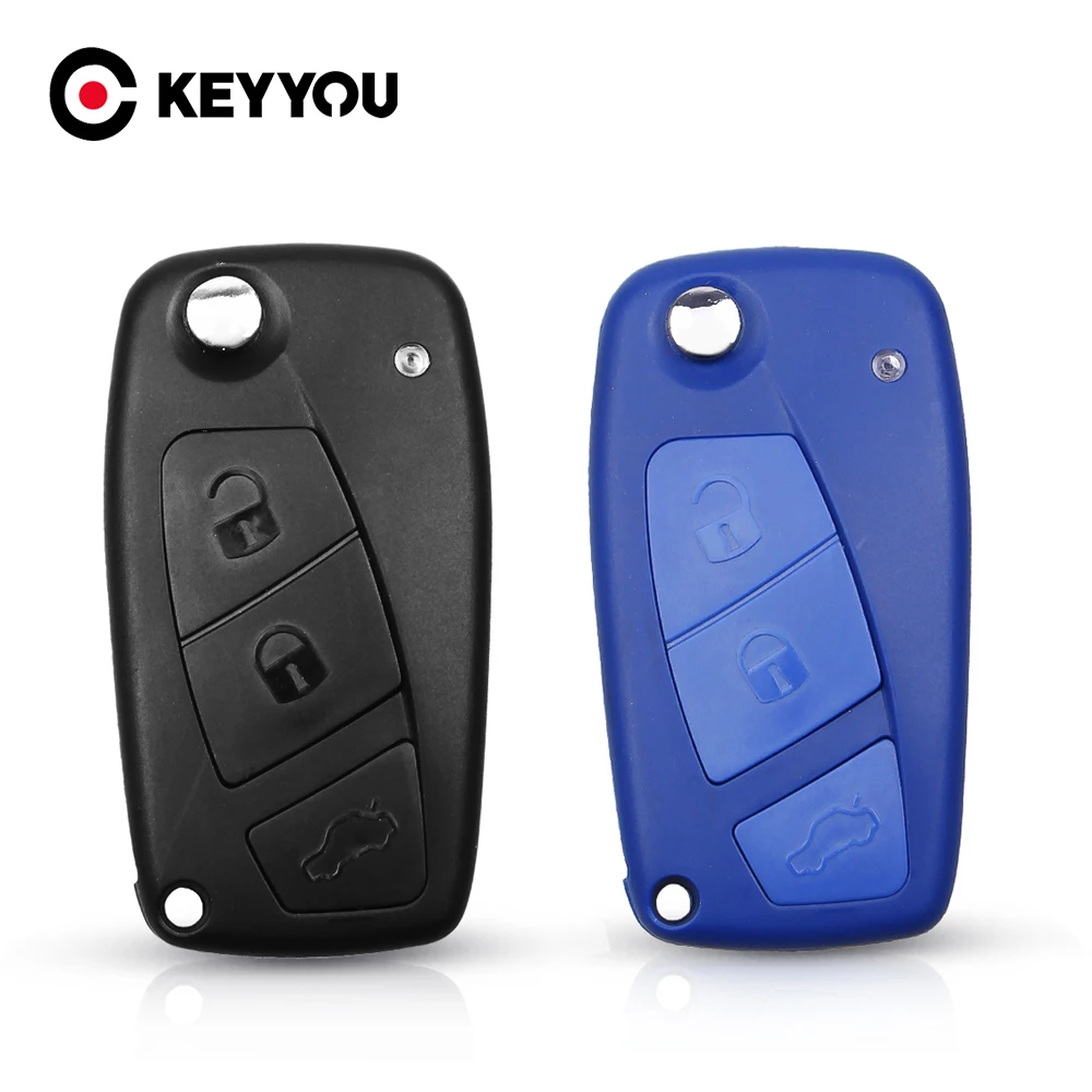 KEYYOU 2/3 Buttons Car Key Shell For Fiat 500 Punto Stilo Ducato Panda Doblo Bravo Folding Remote Control Key Case Uncut Blade