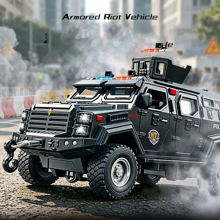 Explosion-proof Armored Vehicle Alloy Model, Can Open Multiple Doors, Sound and Light Effects, Rebound Function Collectible Toys