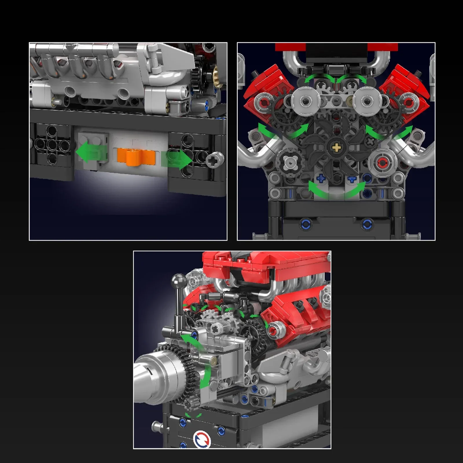 750PCS Mould King V8 Engine 10204 FE Sports Car MOC Simulation Scale Model Battery Box M Motor Electrically Drive Building Block