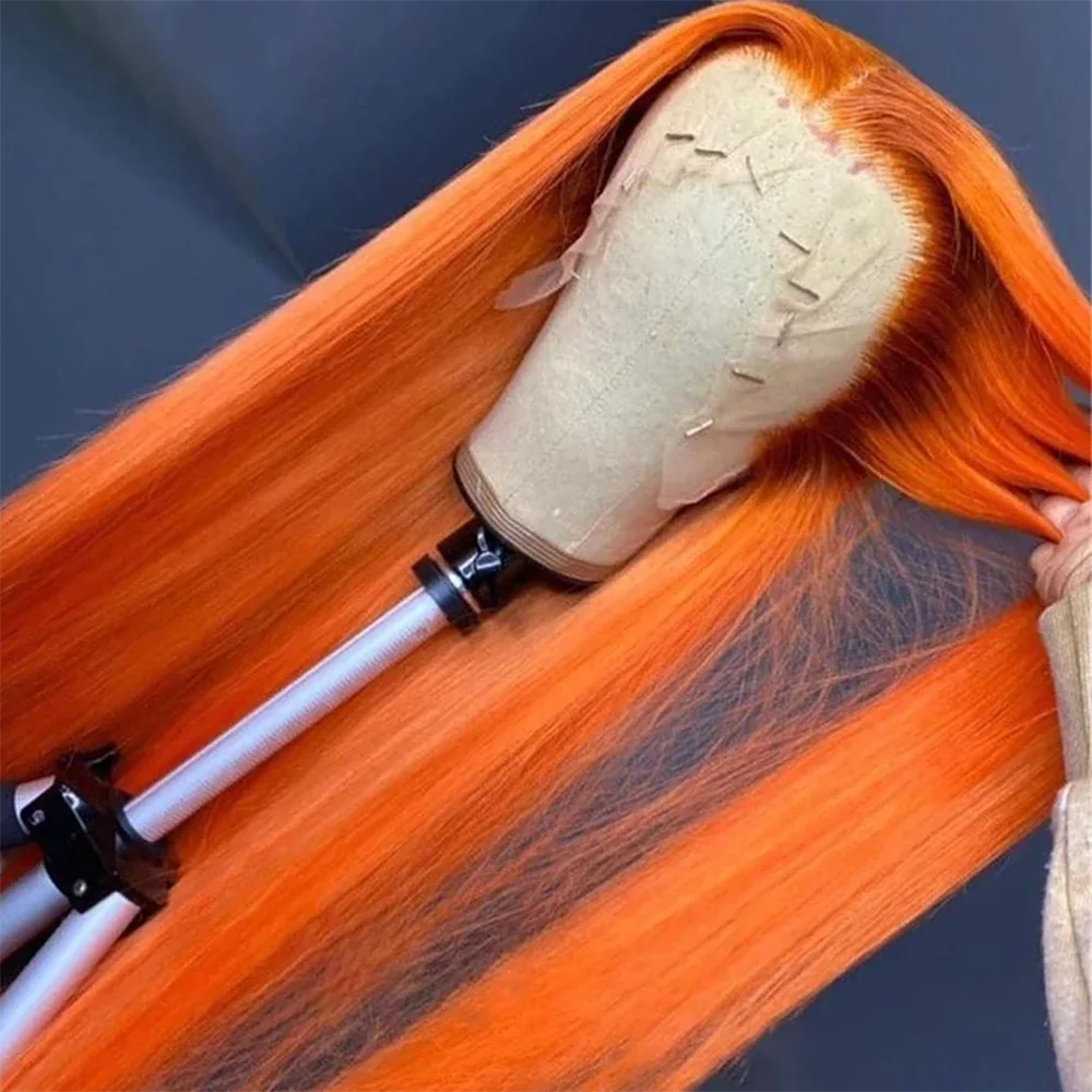 Wiggogo Orange Ingwer Spitze Front Perücke Menschenhaar gerade Spitze Front Perücken Menschenhaar 13x4 4x4 HD Spitze Frontal Perücke leimlose Perücken