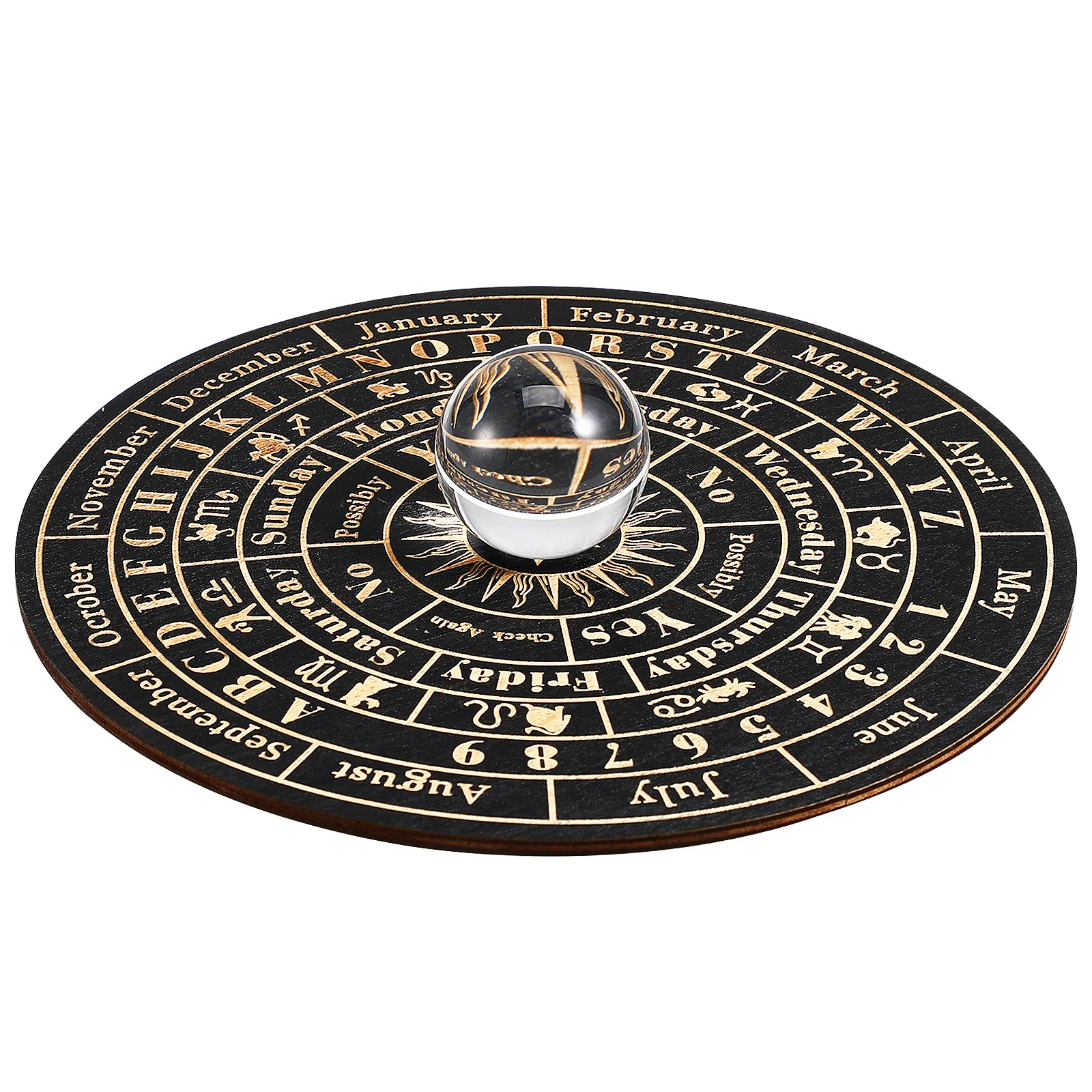 

Crystal Wooden Divination Board with Smooth Finish Pendulum Answer Board for Spirit Reading and Home Decoration